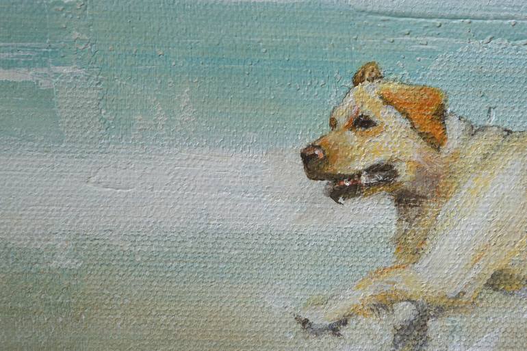 Original Impressionism Dogs Painting by Sally Adams