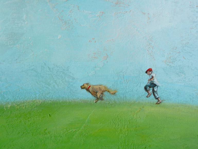 Original Impressionism Dogs Painting by Sally Adams