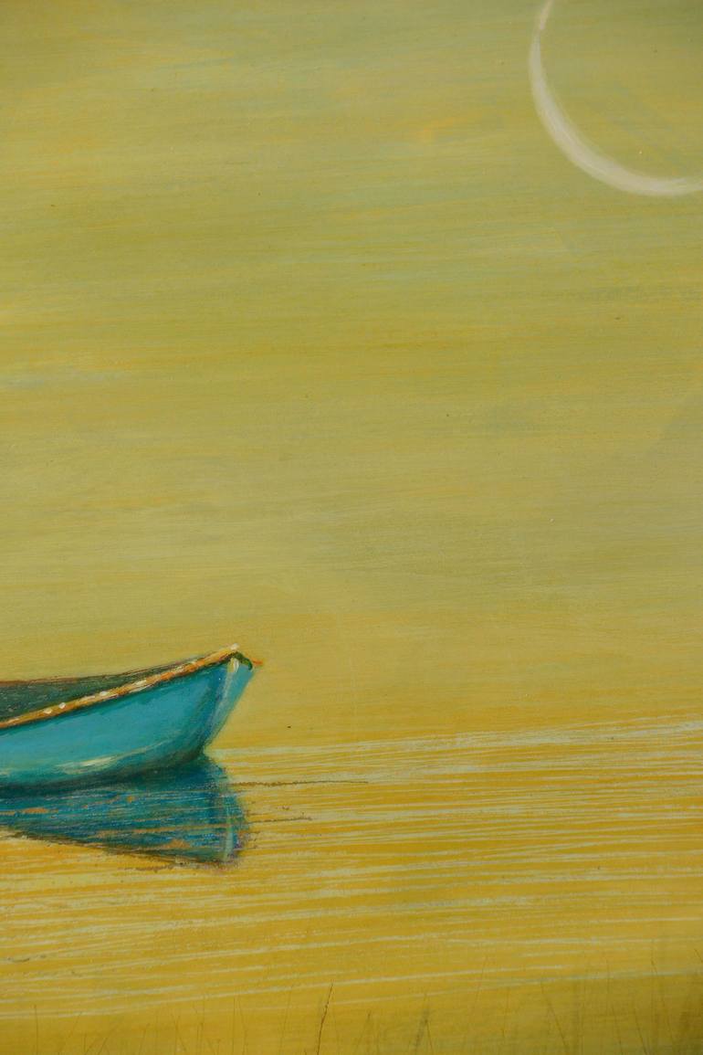 Original Impressionism Boat Painting by Sally Adams