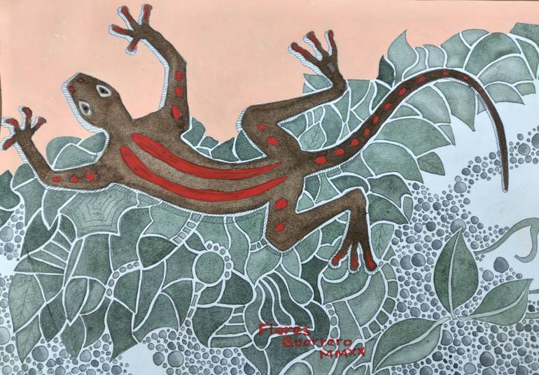 Green And Red Lizard Art Green And Red Lizard Art