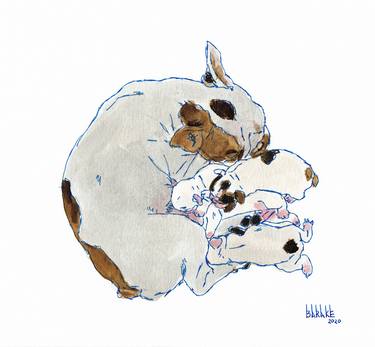 Print of Dogs Paintings by Claudio Barake