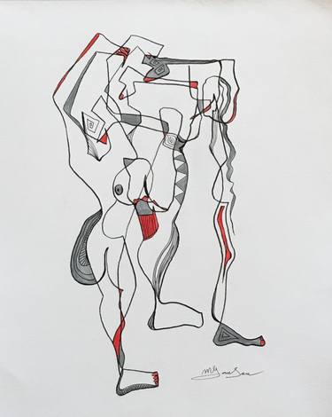 Original Figurative Nude Drawings by Micky Jansen