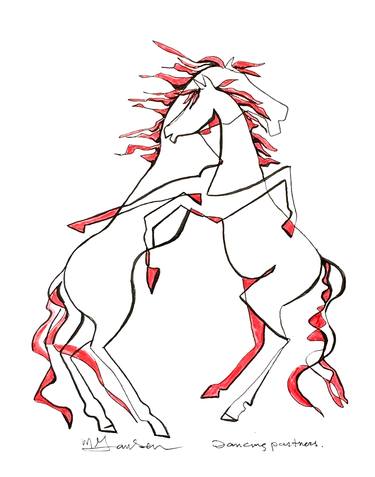 Original Abstract Horse Drawings by Micky Jansen