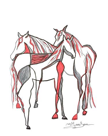 Print of Abstract Horse Drawings by Micky Jansen