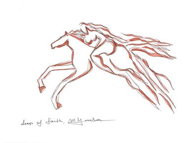 Original Abstract Horse Drawings by Micky Jansen