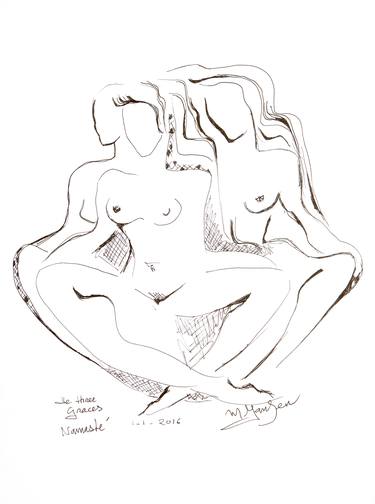 Original Abstract Women Drawings by Micky Jansen