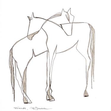Original Abstract Horse Drawings by Micky Jansen
