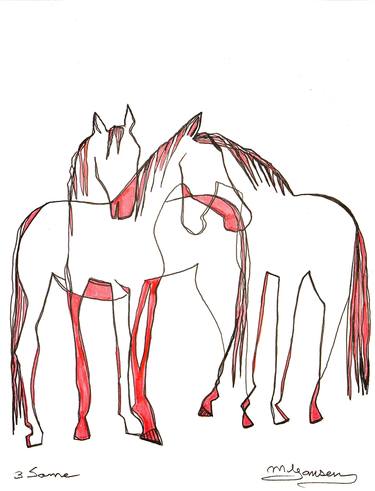 Original Abstract Horse Drawings by Micky Jansen