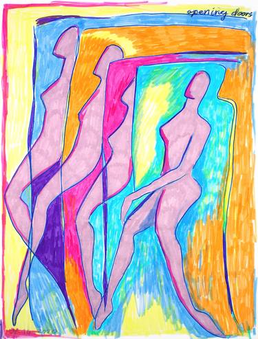 Print of Abstract Women Drawings by Micky Jansen