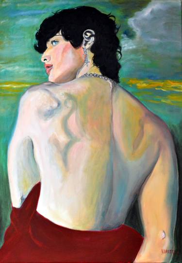 Original Art Deco Portrait Paintings by Nathalie vareille-sorbac