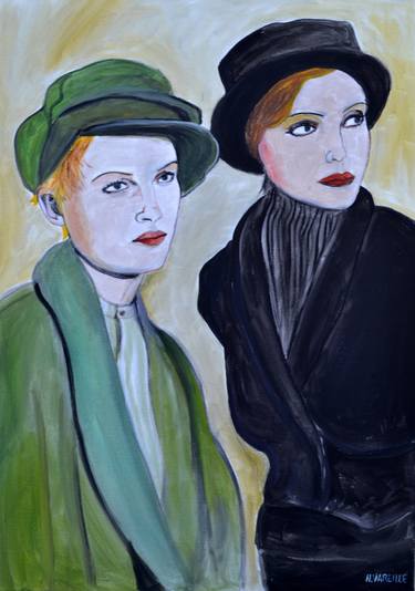 Original Art Deco Portrait Paintings by Nathalie vareille-sorbac