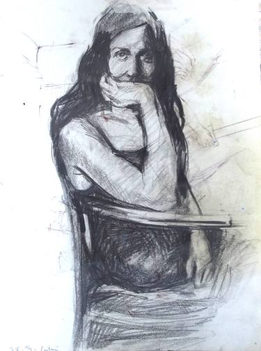 Original Expressionism Portrait Drawing by Wilfrid Minatchy