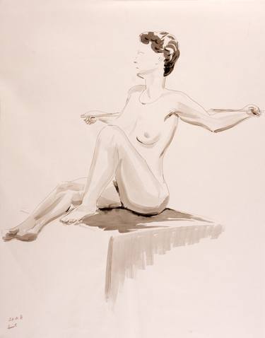 Seated nude with her back turned