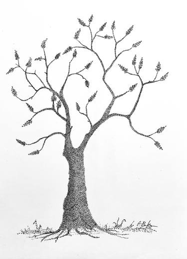 Original Impressionism Tree Drawings by Cristina Stefan