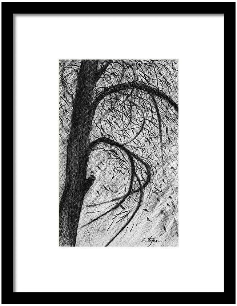 Original Abstract Expressionism Nature Drawing by Cristina Stefan