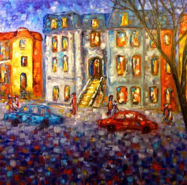 Cityscape - Street in Montreal - Impressionism (Original SOLD - USA) thumb