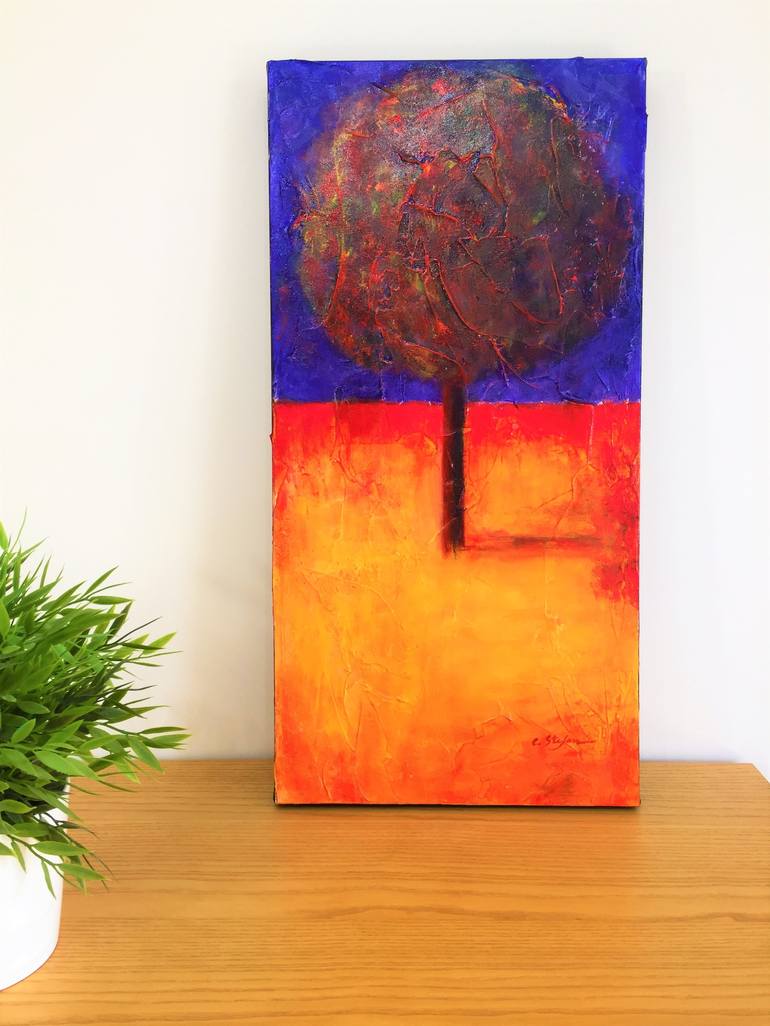 Original Expressionism Tree Painting by Cristina Stefan