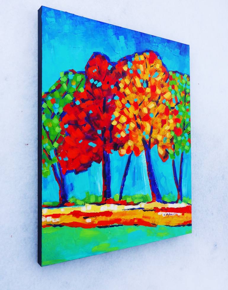 Original Expressionism Tree Painting by Cristina Stefan