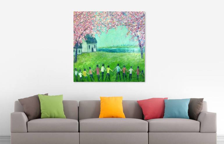 Original Impressionism People Painting by Cristina Stefan