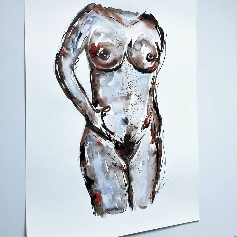 Original Expressionism Nude Painting by Cristina Stefan