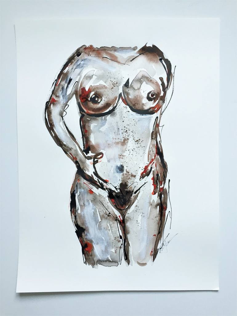Original Expressionism Nude Painting by Cristina Stefan