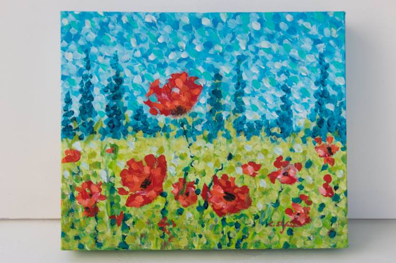 Original Abstract Floral Painting by Cristina Stefan