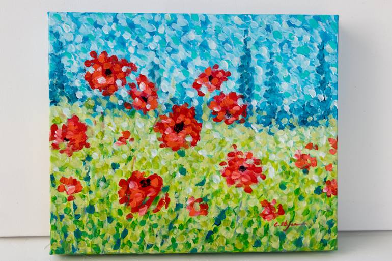 Original Impressionism Floral Painting by Cristina Stefan