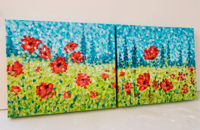 Original Abstract Floral Painting by Cristina Stefan