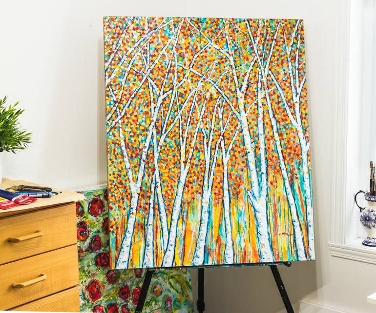 Original Impressionism Tree Painting by Cristina Stefan