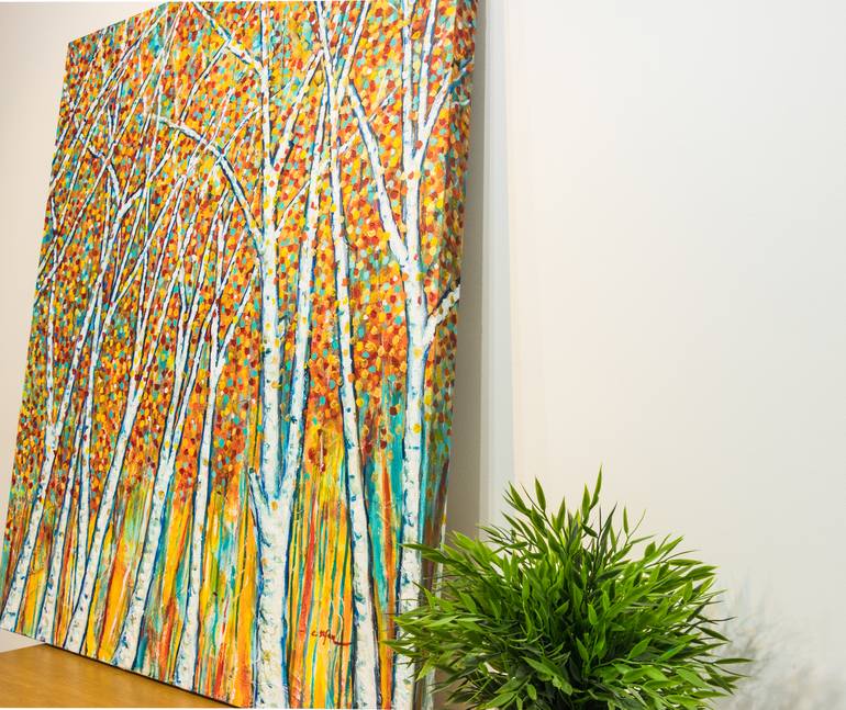 Original Impressionism Tree Painting by Cristina Stefan