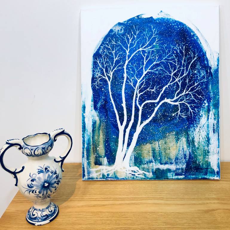 Original Expressionism Tree Painting by Cristina Stefan