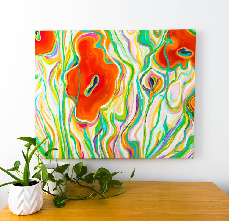 Original Abstract Expressionism Floral Painting by Cristina Stefan