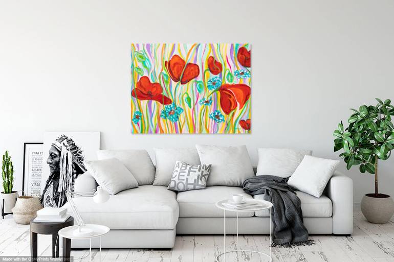 Original Abstract Expressionism Garden Painting by Cristina Stefan