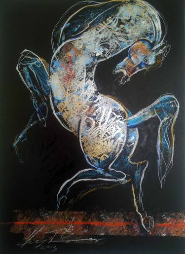 Print of Figurative Horse Mixed Media by Mazher Nizar