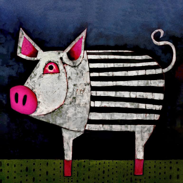 "Whimsical Pig # 27" - Print
