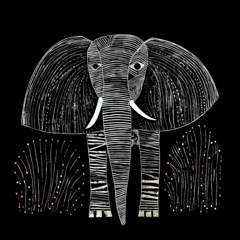 "Whimsical Elephant # 30" - Print