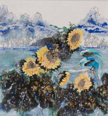 Sunflowers amid a frosty morning (No. 1) thumb