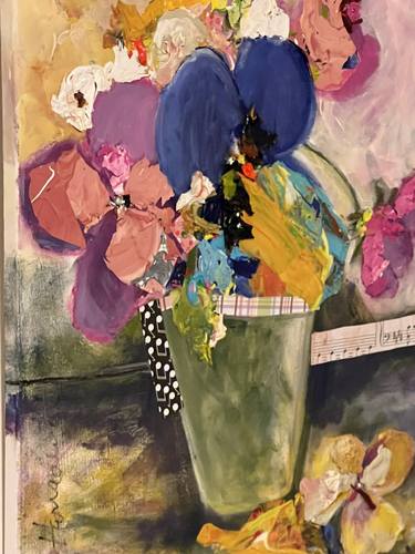 Original Abstract Floral Mixed Media by Sherry Harradence