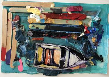 Print of Abstract Expressionism Boat Collage by Sherry Harradence
