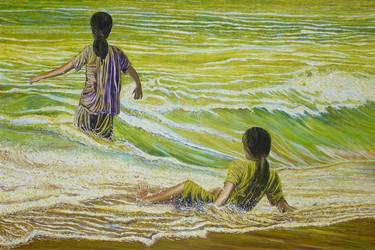 Original Figurative Beach Paintings by Elisabetta Duminuco