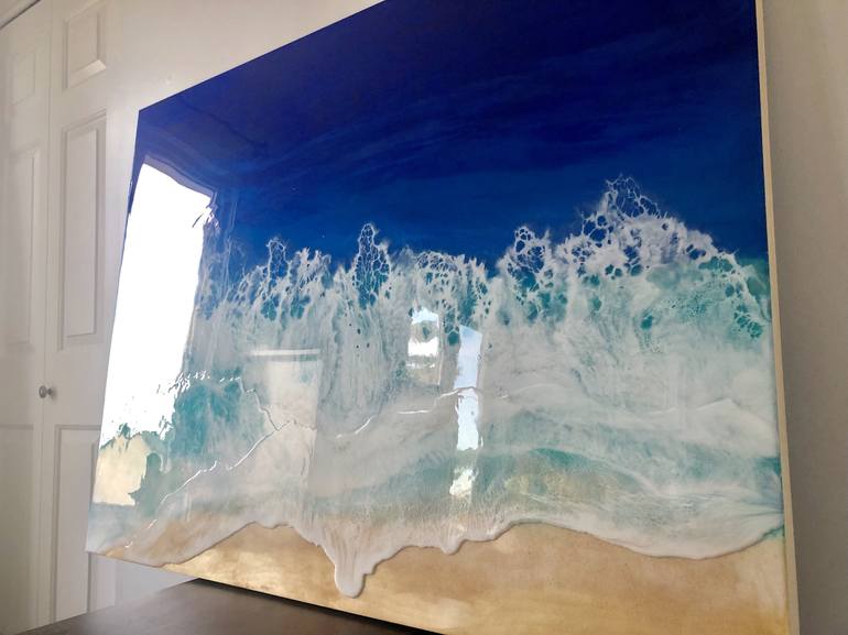 Original Abstract Beach Painting by Veronica Ungureanu