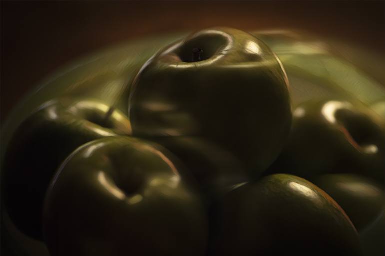 Green apples in a bowl - Limited Edition of 25