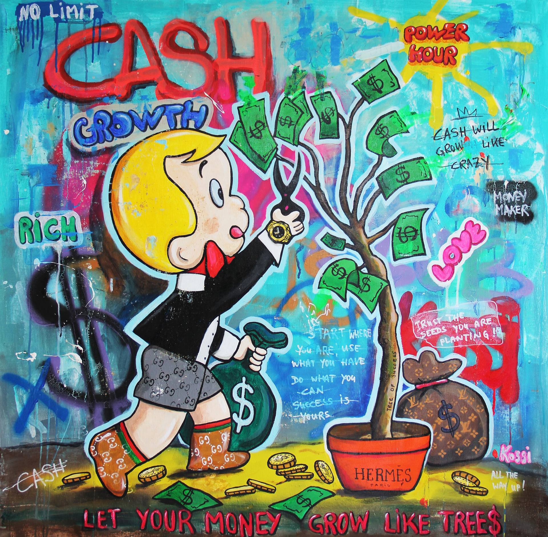 Richie Cash Growth Painting by Kristin Kossi | Saatchi Art