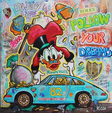 Follow Your Dreams 4x4 inch original abstract canvas with