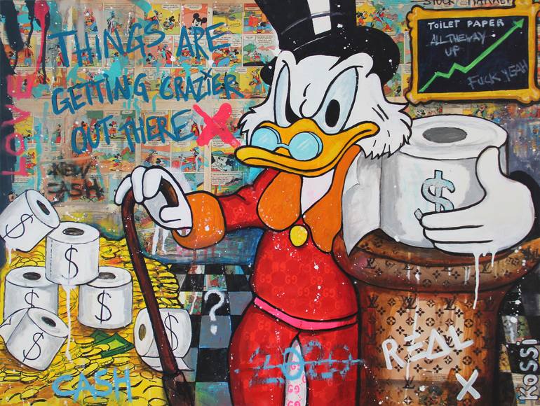 Scrooge Toilet Paper Painting by Kristin Kossi