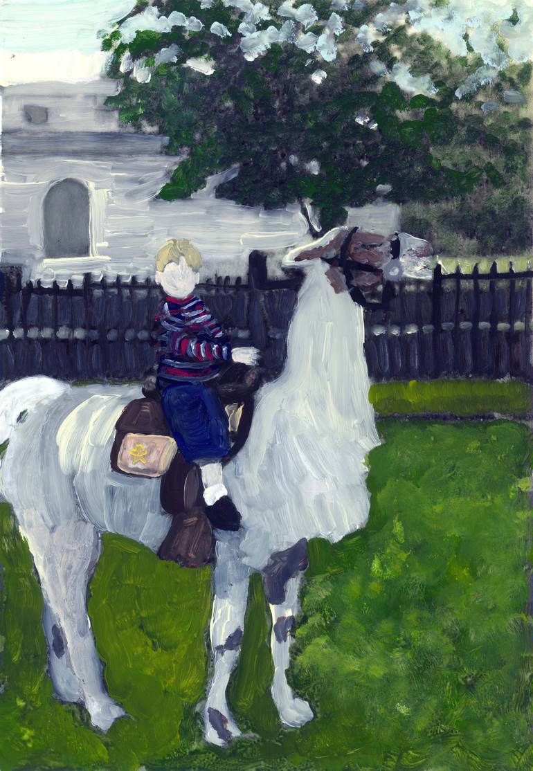 Llama rides at the Bronx zoo Painting by Christy Powers | Saatchi Art