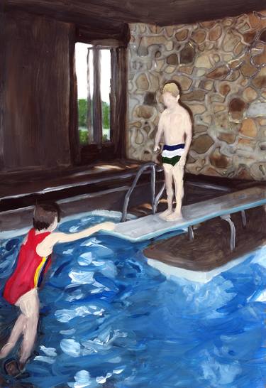 Saatchi Art Artist Christy Powers; Painting, “at grandpa’s pool” #art