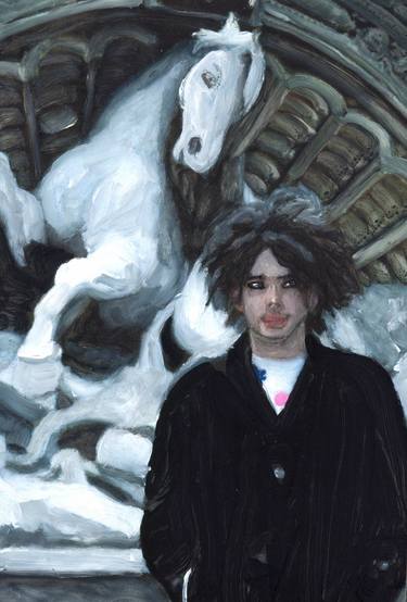 Robert Smith in front of a fountain thumb