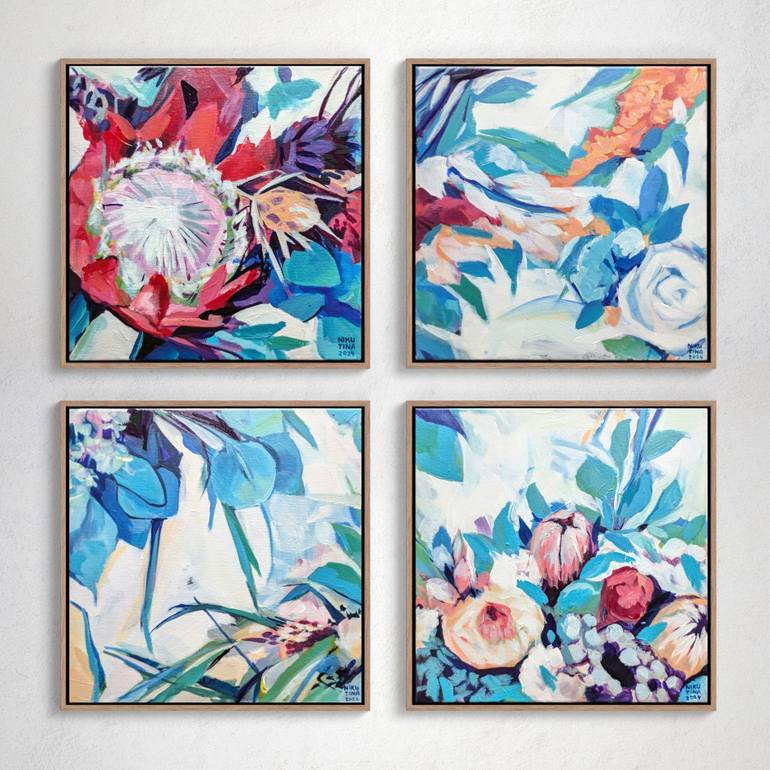 Original Abstract Floral Painting by Iana Nikutina