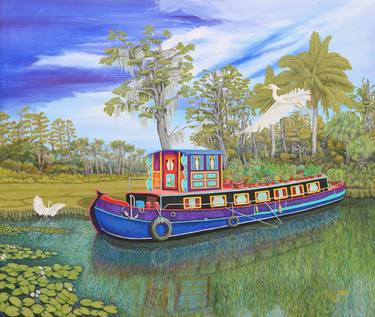 Original Fine Art Boat Painting by Roger J Winter